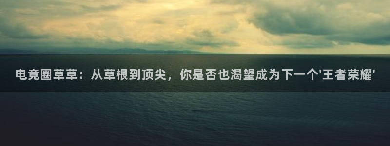 火狐电竞体育平台怎么样：电竞圈草草：从草根到顶尖，你是否也渴望成为下一个\'王者荣耀\'